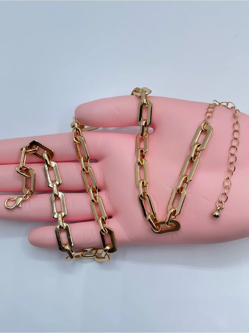 Gold Paperclip Chain Necklace Minimalist Layering Statement Glam Classic
